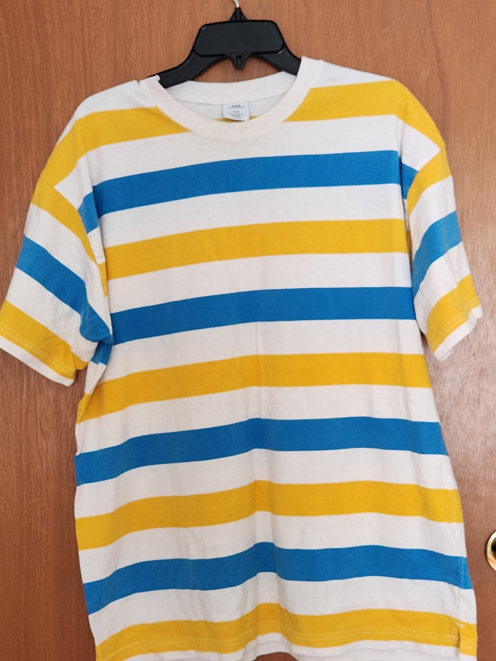 Kids Striped Crewneck Tee - White, Blue & Yellow